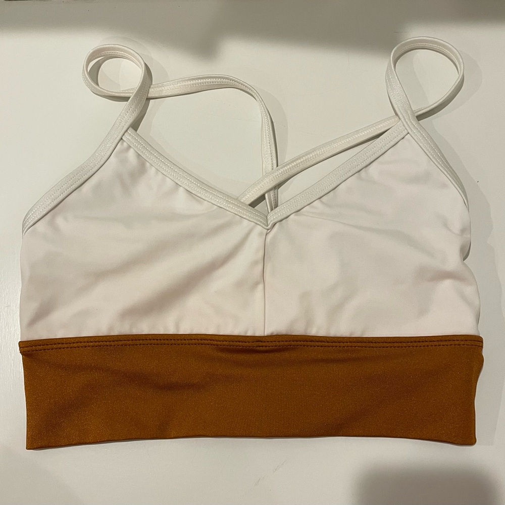 Dance/Activewear bra top white/copper Chelsea B. Dancewear adult M